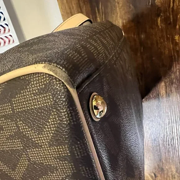 Michael Kors Grayson Signature Satchel – Dark Brown/Beige - Picture 10 of 15